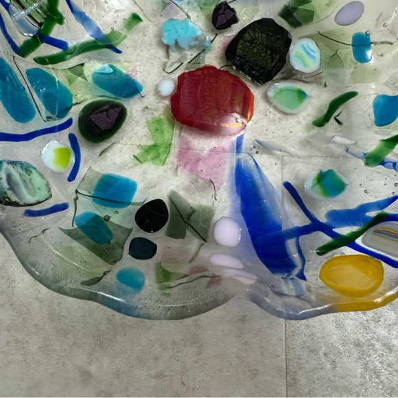 Fused, glass art glass bowl, decorative piece - Picture 4 of 14